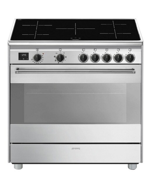 Imagem 0 de Fogão Elétrico com Placa de Indução Smeg Classica BG91IX2 Forno Termoventilado com Limpeza VaporClean de 115 Litros e de 5 Zonas - Aço Inox