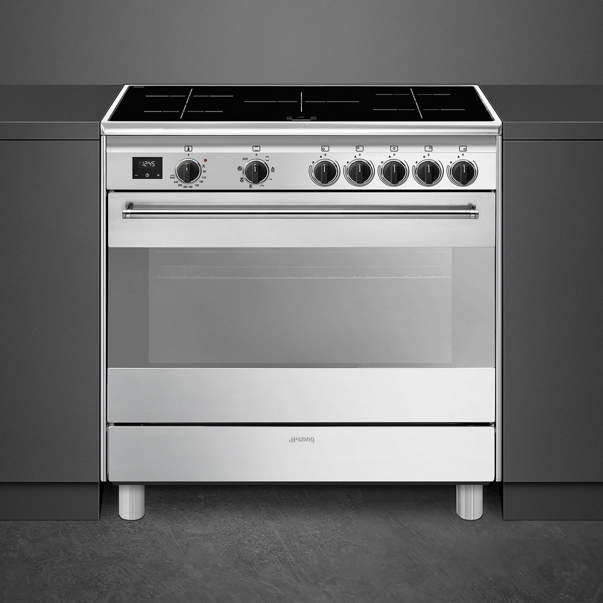 Fogão Elétrico com Placa de Indução Smeg Classica BG91IX2 Forno Termoventilado com Limpeza VaporClean de 115 Litros e de 5 Zonas - Aço Inox Aço inoxidável-2