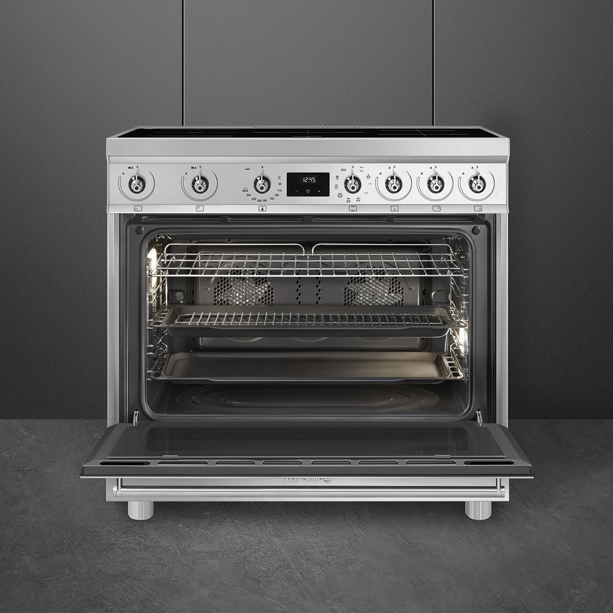 Fogão Elétrico com Placa de Indução Smeg Classica C9IMX2 Forno Termoventilado com Limpeza VaporClean de 115 Litros e de 5 Zonas - Aço Inox Aço inoxidável-2