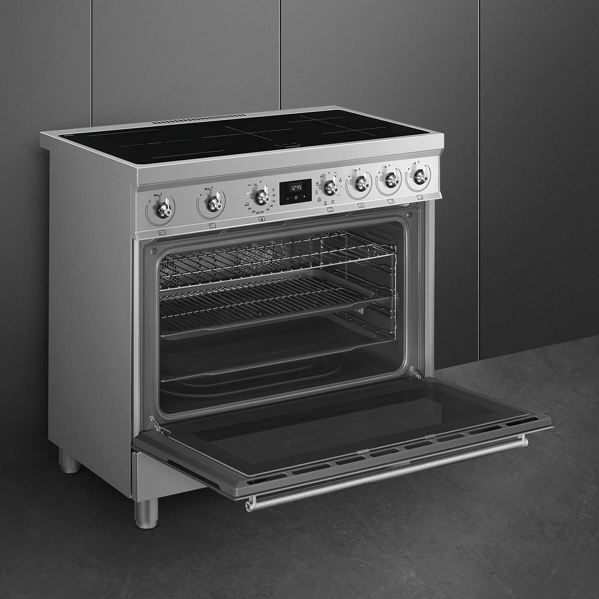 Fogão Elétrico com Placa de Indução Smeg Classica C9IMX2 Forno Termoventilado com Limpeza VaporClean de 115 Litros e de 5 Zonas - Aço Inox Aço inoxidável-4