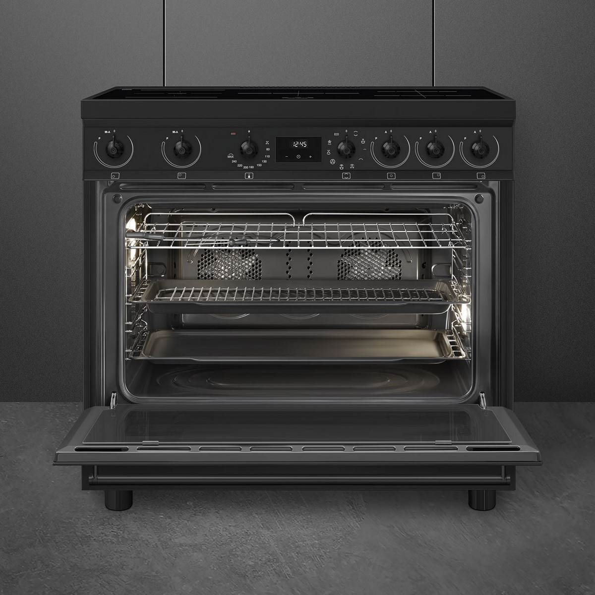 Fogão Elétrico com Placa de Indução Smeg Classica C9IMN2 de 5 Zonas e de 115 Litros - Preto Preto-2