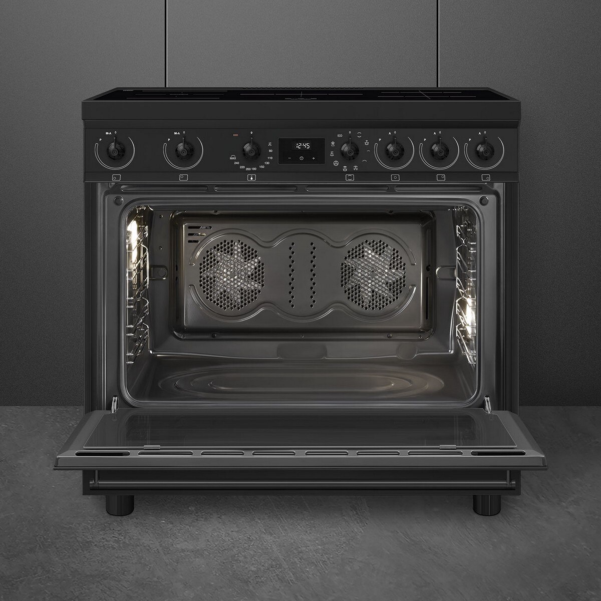 Fogão Elétrico com Placa de Indução Smeg Classica C9IMN2 de 5 Zonas e de 115 Litros - Preto Preto-3