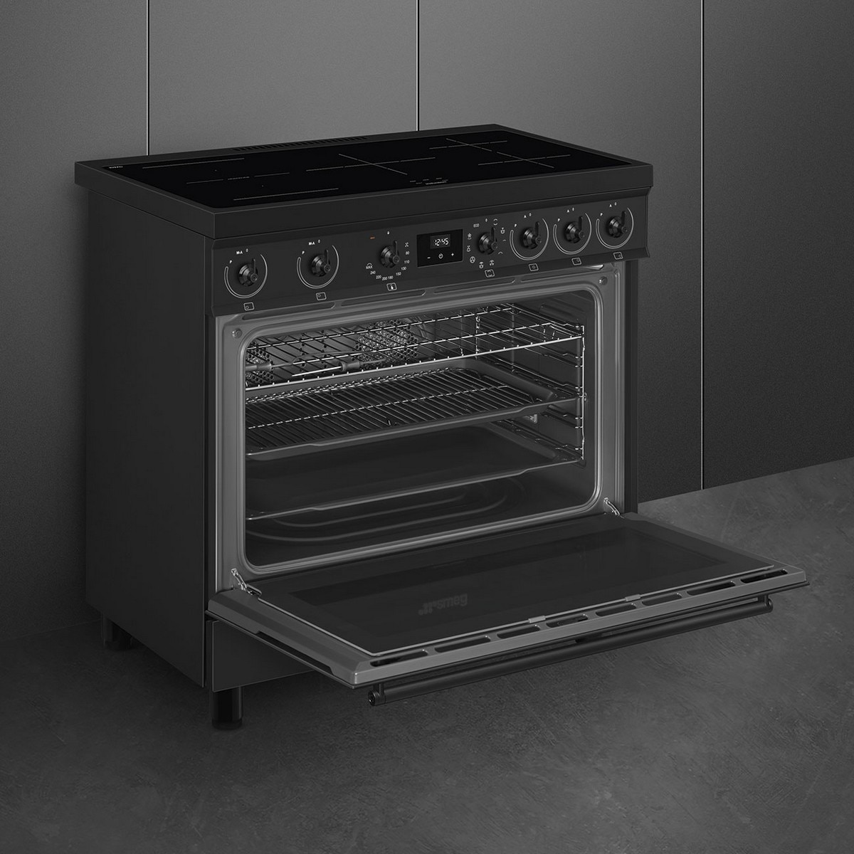 Fogão Elétrico com Placa de Indução Smeg Classica C9IMN2 de 5 Zonas e de 115 Litros - Preto Preto-5