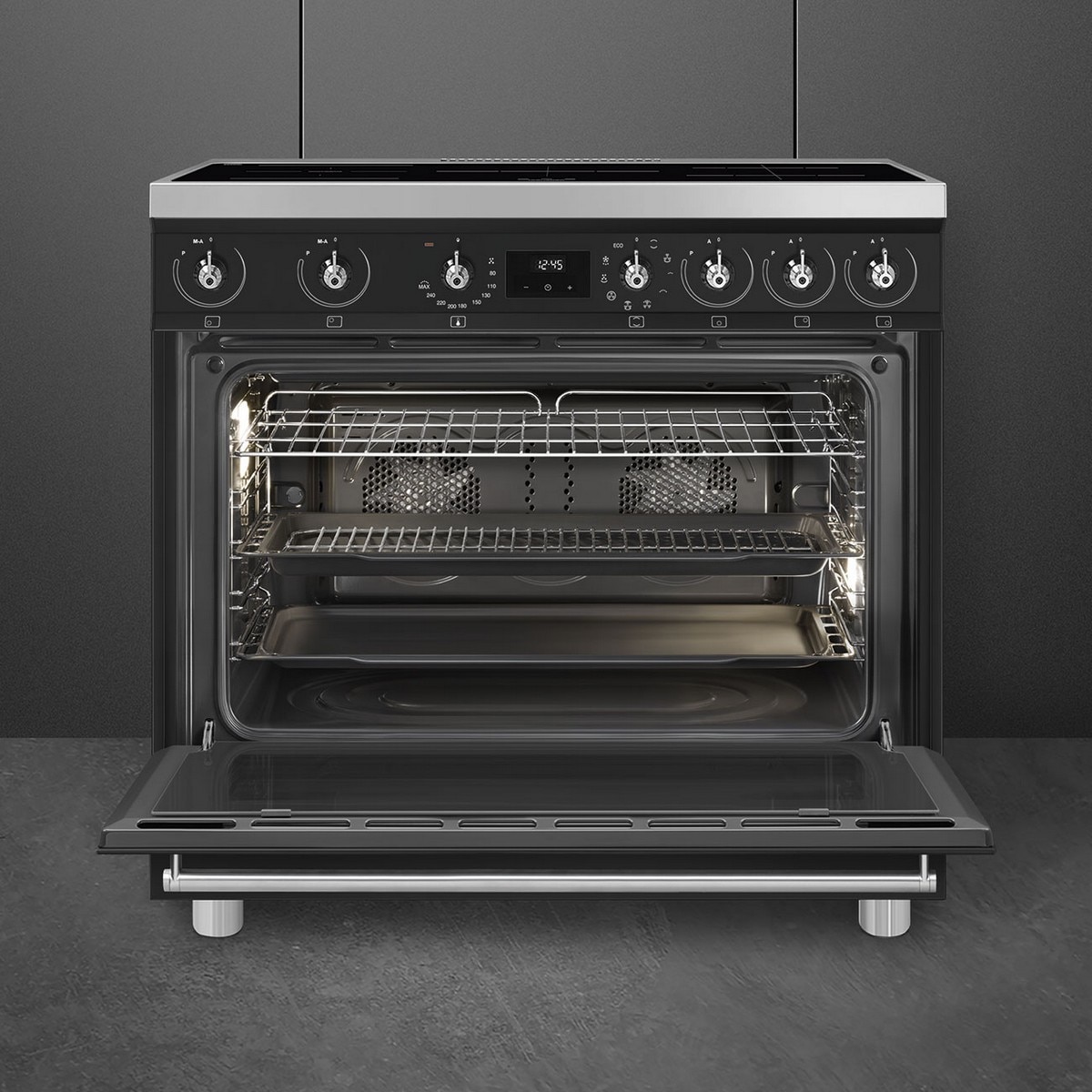 Fogão Elétrico com Placa de Indução Smeg Classica C9IMMB2 de 5 Zonas e de 115 Litros - Preto Preto-2