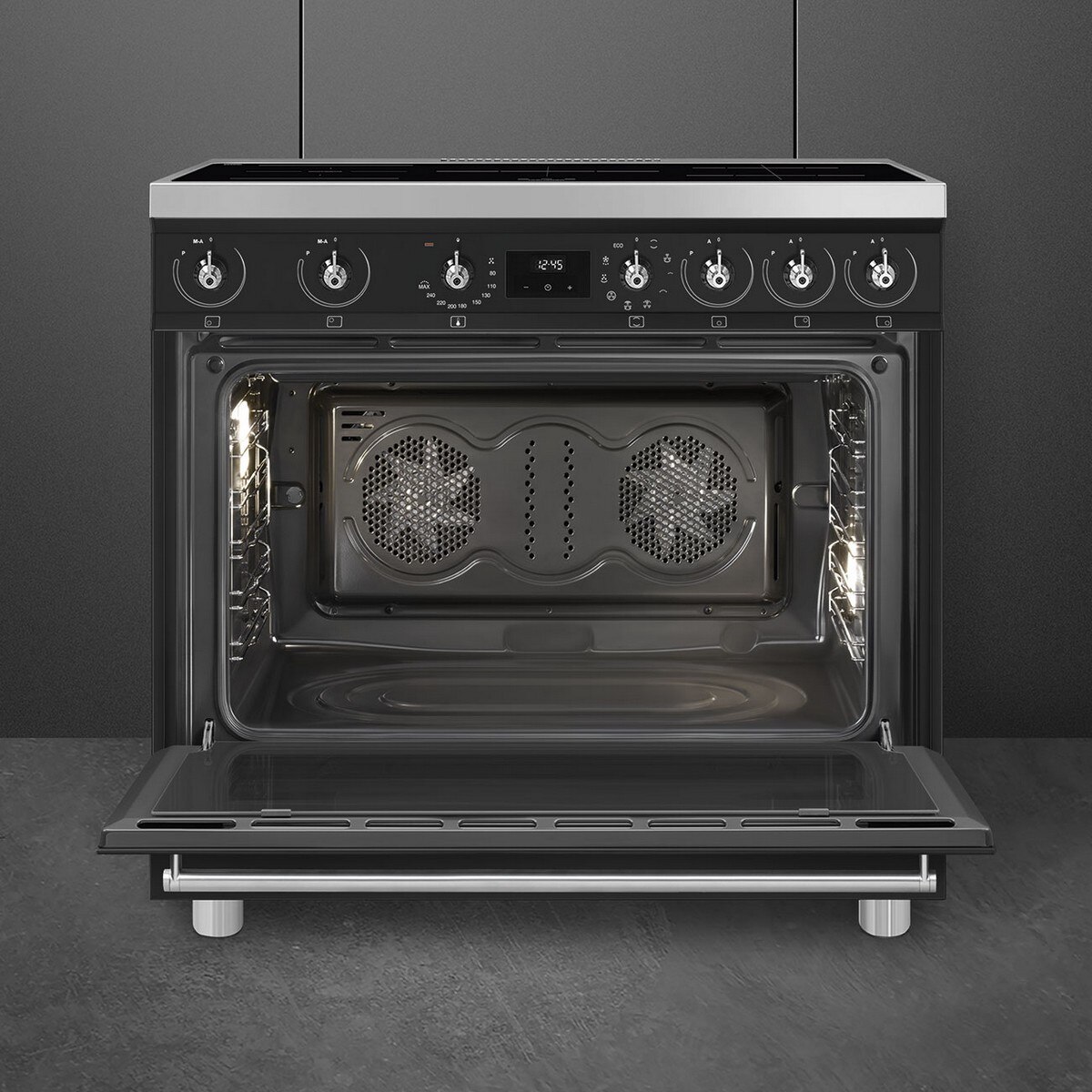 Fogão Elétrico com Placa de Indução Smeg Classica C9IMMB2 de 5 Zonas e de 115 Litros - Preto Preto-3