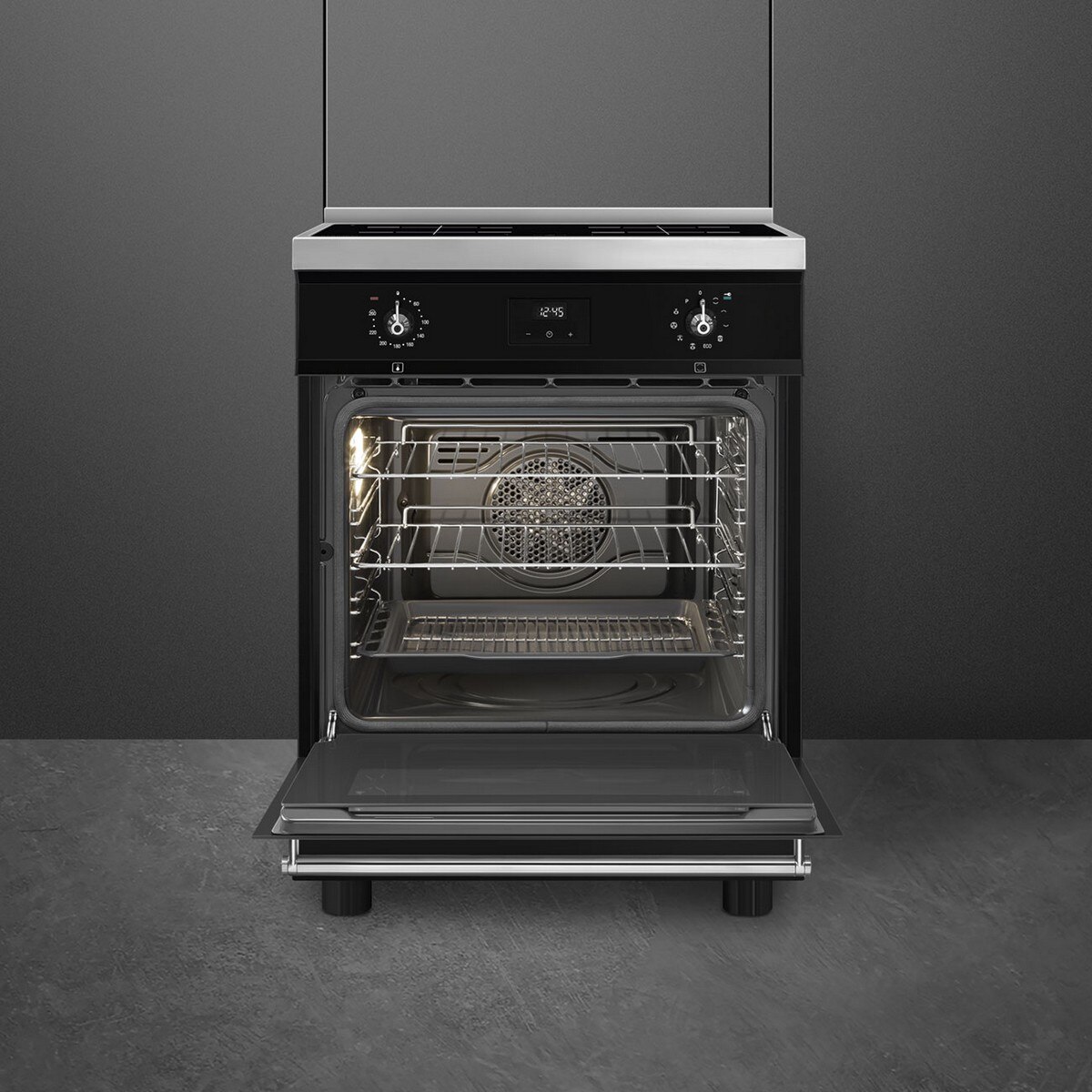 Fogão Elétrico com Placa de Indução Smeg Classica C6IPBLT2 de 4 Zonas e de 70 Litros - Preto Preto-2