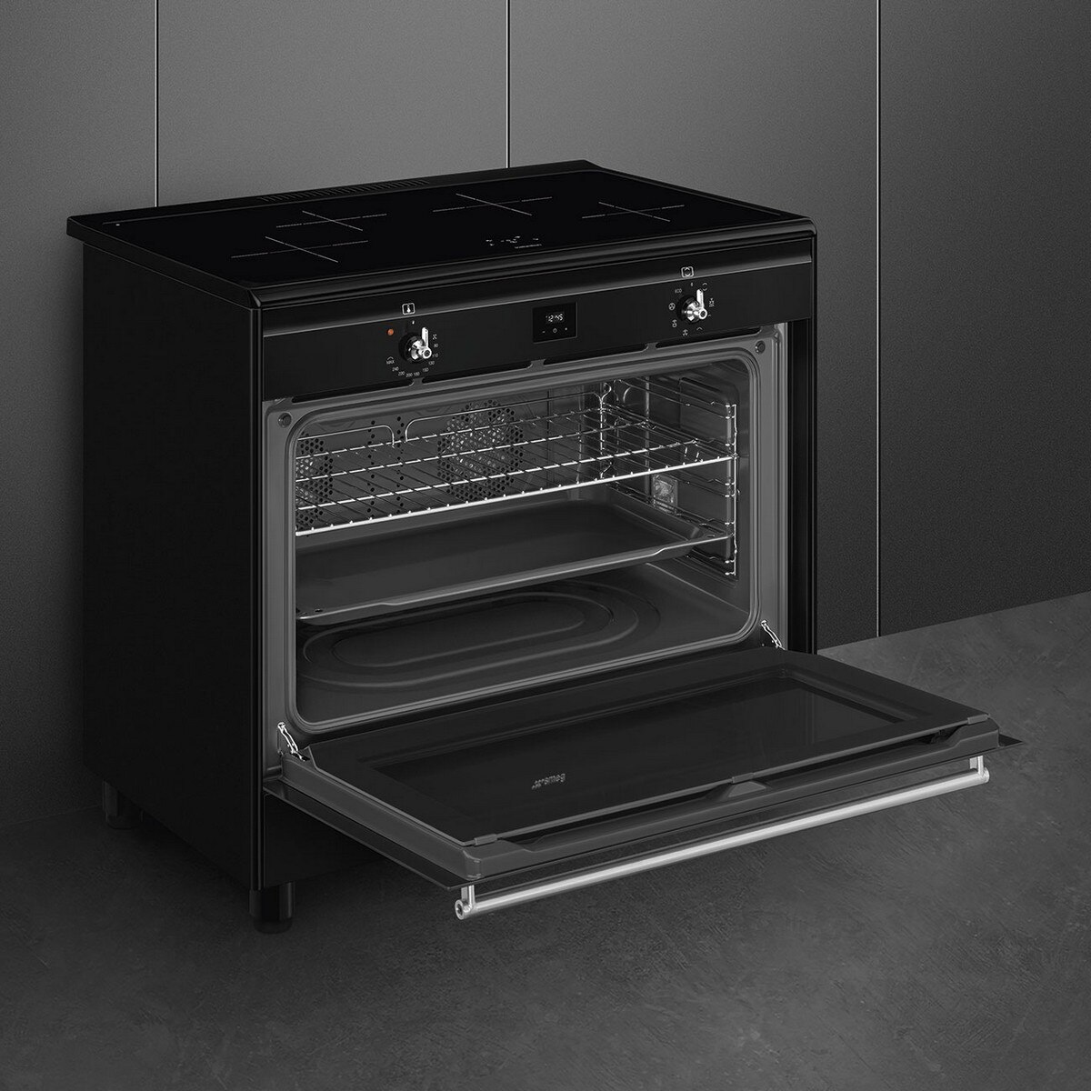 Fogão Elétrico com Placa de Indução Smeg Classica CX91IMBL de 4 Zonas e de 115 Litros - Preto Preto-3