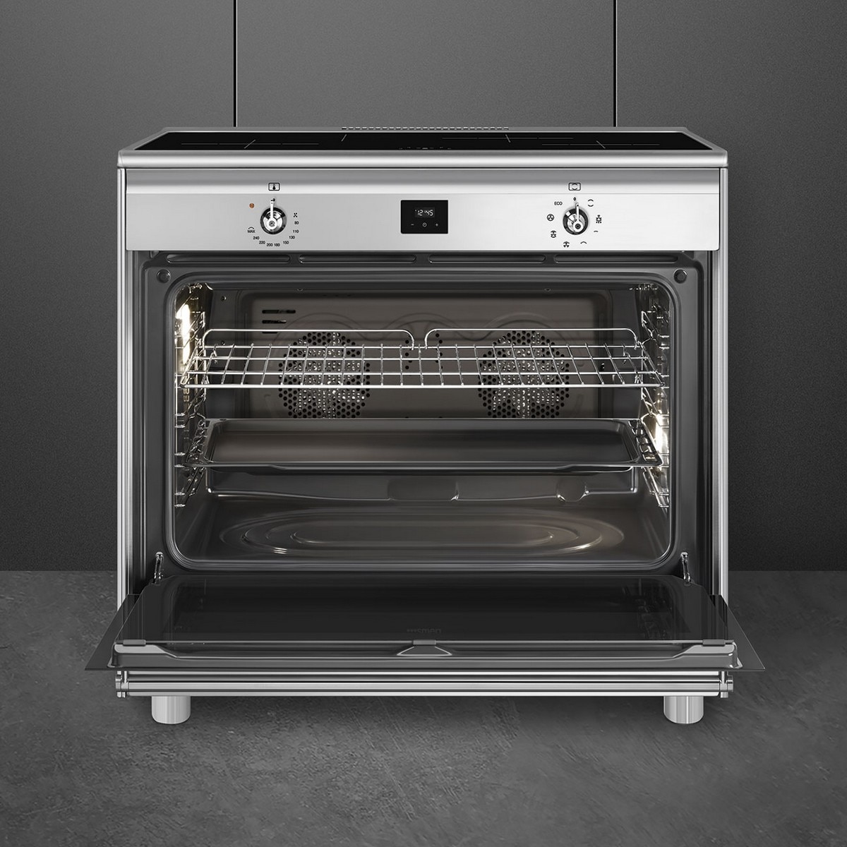 Fogão Elétrico com Placa de Indução Smeg Classica CG90CIXT de 4 Zonas e de 115 Litros - Aço Inox Aço inoxidável-4