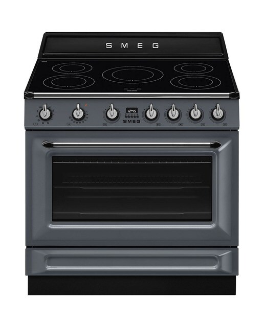 Fogão Elétrico com Placa de Indução Smeg Victoria TR90IMGR de 5 Zonas e de 115 Litros - Cinza Cinzento-1