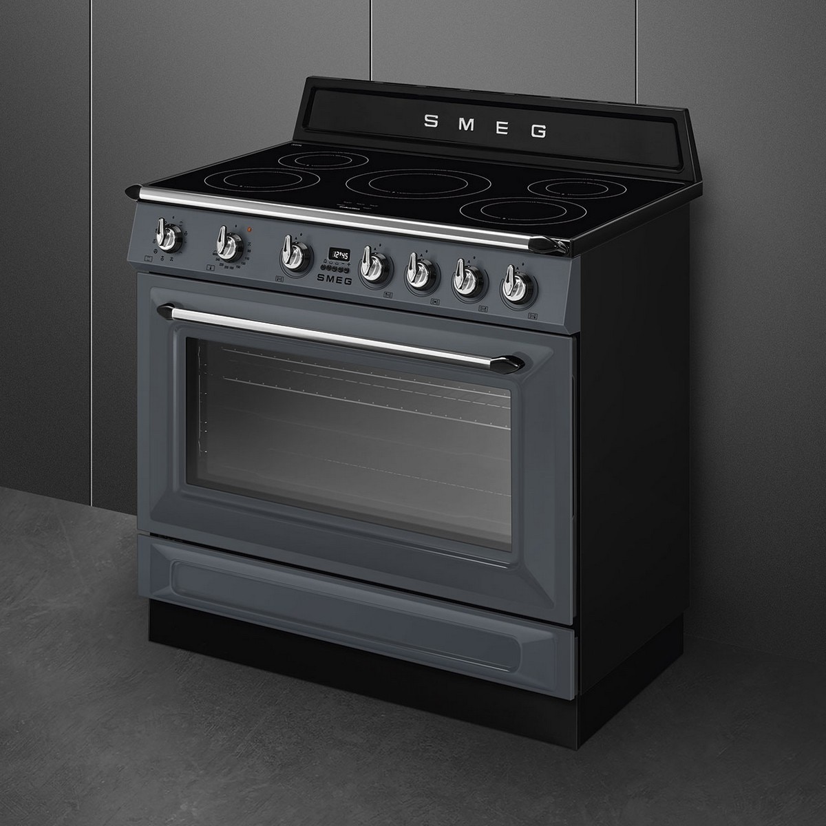 Fogão Elétrico com Placa de Indução Smeg Victoria TR90IMGR de 5 Zonas e de 115 Litros - Cinza Cinzento-2