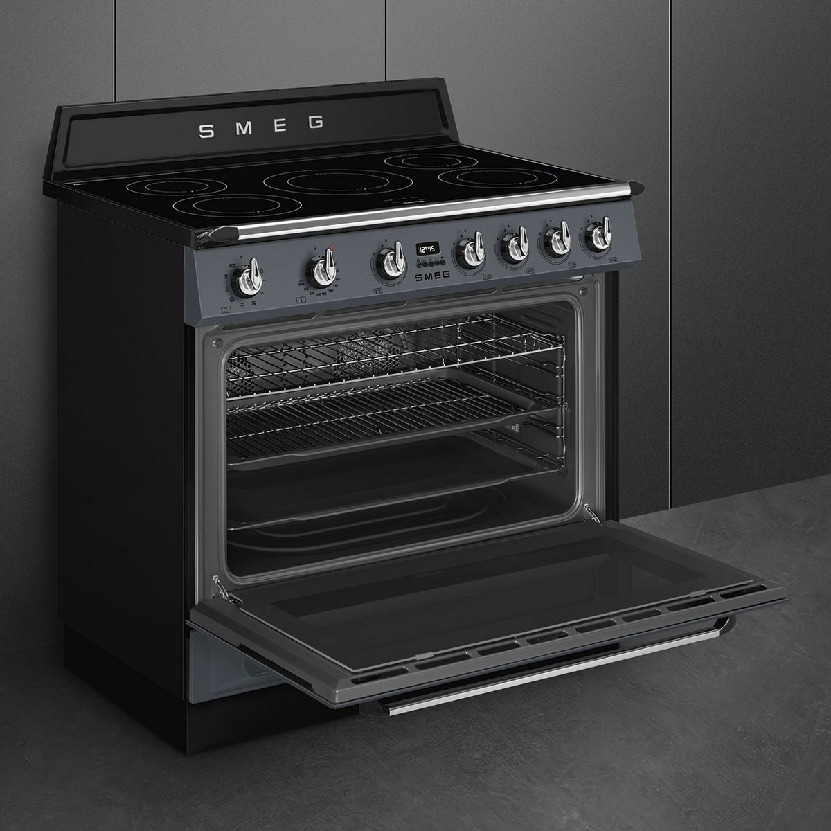 Fogão Elétrico com Placa de Indução Smeg Victoria TR90IMGR de 5 Zonas e de 115 Litros - Cinza Cinzento-4
