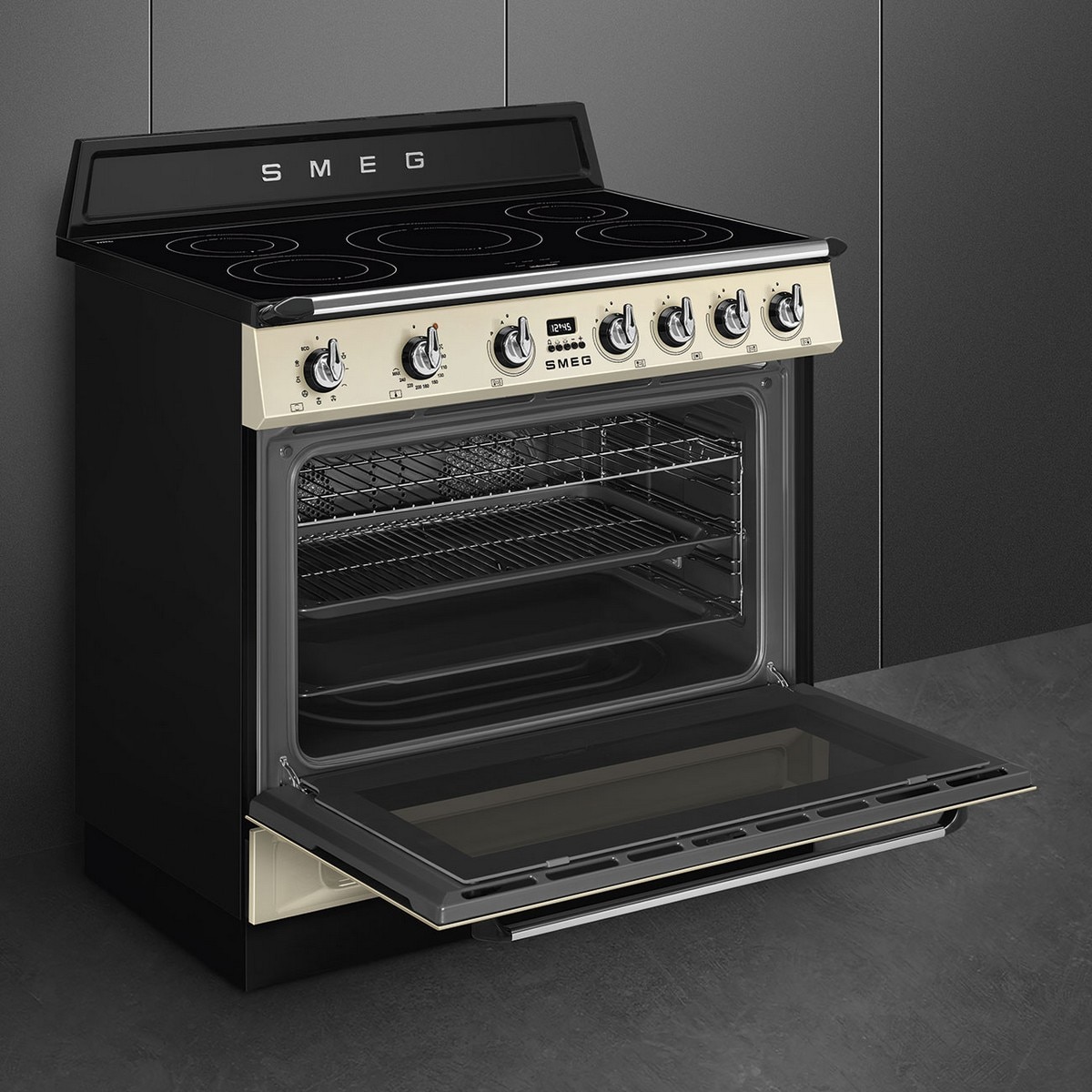 Fogão Elétrico com Placa de Indução Smeg Victoria TR90IMP de 5 Zonas e de 115 Litros - Creme Creme-4