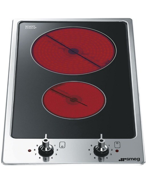Placa Modular Vitrocerâmica Smeg Classica PGF32C de 2 Zonas e de 30 cm - Preto com Moldura Aço Inox Preto / Aço Inox-1