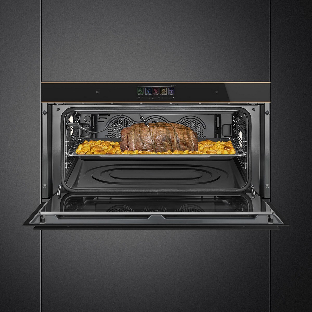 Forno Termoventilado Smeg Dolce Stil Novo SFPR9606WTPNR Pirolítico, Connect Wi-fi e Sonda - Preto Preto-6