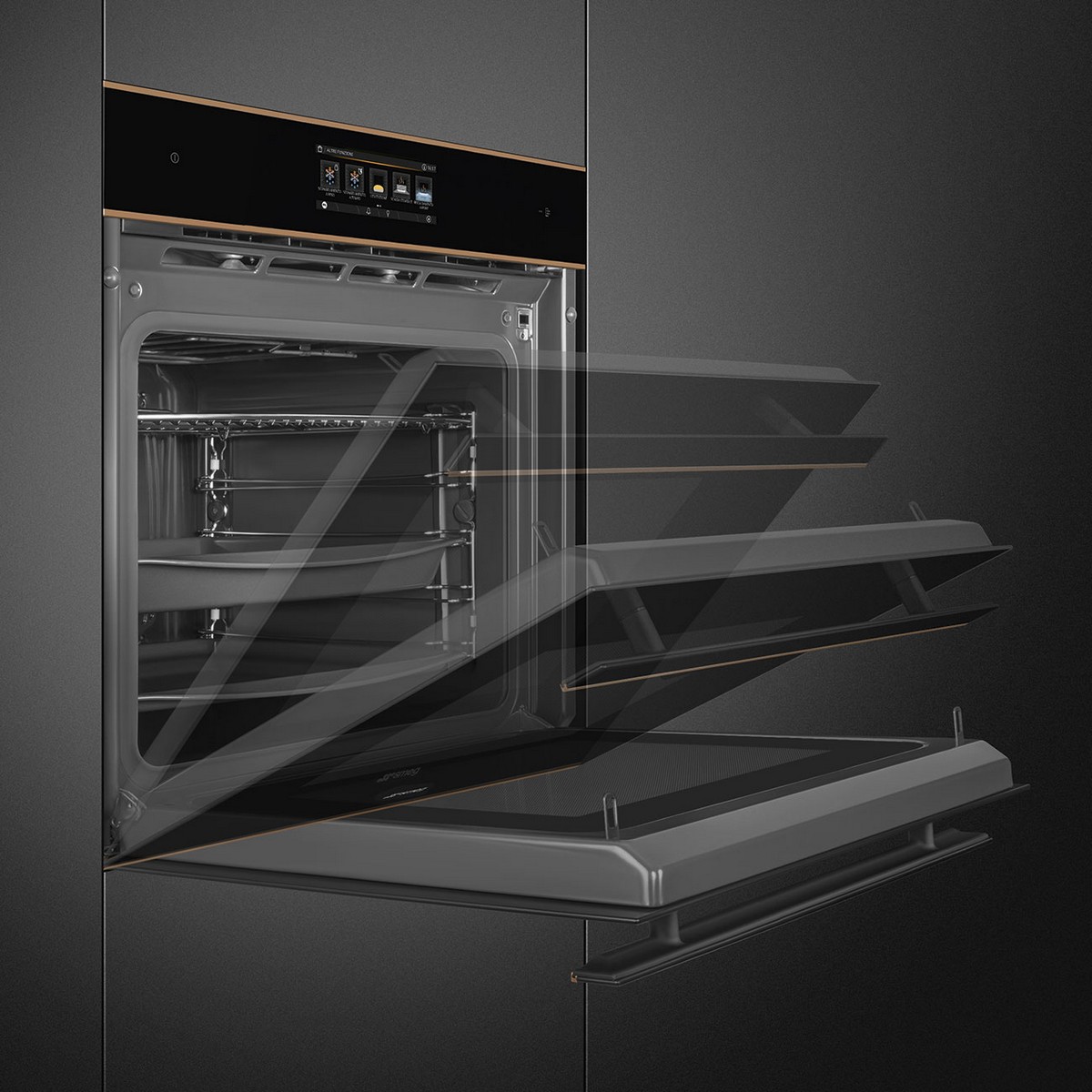 Forno Multitech Galileo Omnichef Smeg Dolce Stil Novo SO6606WAPNR VaporClean e Micro-ondas - Preto Preto-8
