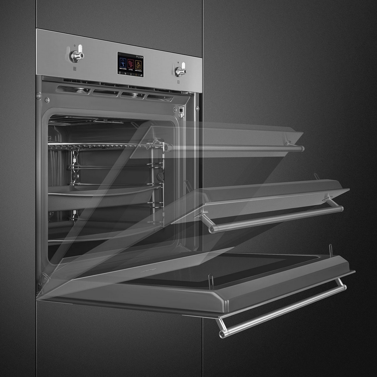 Forno Galileo Omnichef Smeg Classica SO6303APX Multitech VaporClean e de 68 Litros - Aço Inox Aço inoxidável-8
