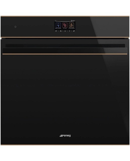 Imagem 0 de Forno Galileo Steam100 Pro Smeg Dolce Stil Novo SO6604S4PNR Combinado com Vaporeira, VaporClean de 68 Litros - Preto e Perfis Cobre
