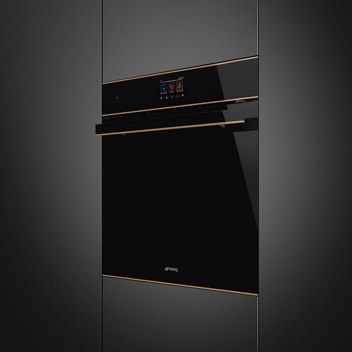 Forno Galileo Steam100 Pro Smeg Dolce Stil Novo SO6604S4PNR Combinado com Vaporeira, VaporClean de 68 Litros - Preto e Perfis Cobre Preto / Cobre-2