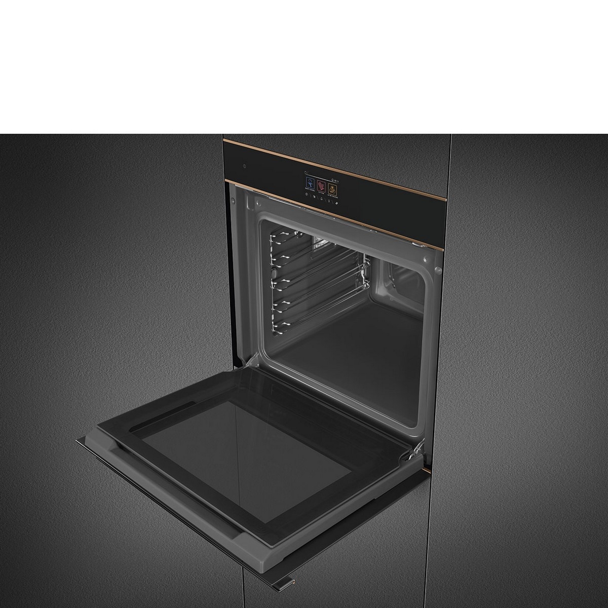 Forno Galileo Steam100 Pro Smeg Dolce Stil Novo SO6604S4PNR Combinado com Vaporeira, VaporClean de 68 Litros - Preto e Perfis Cobre Preto / Cobre-6