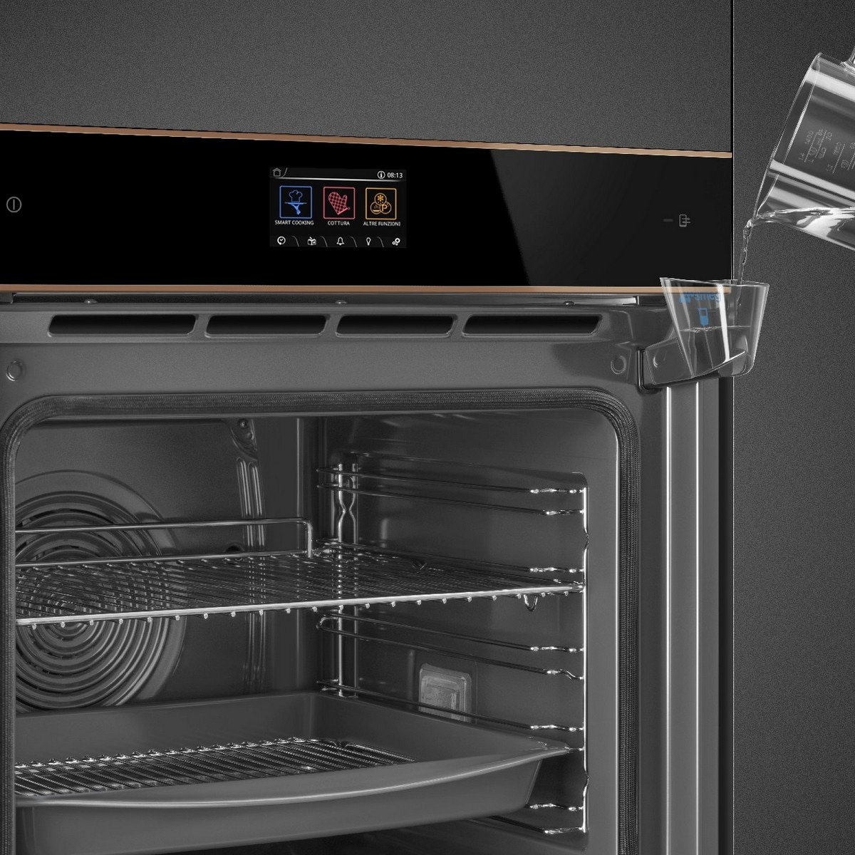 Forno Galileo Pyro Steam Smeg Dolce Stil Novo SOP6604S2PNR Combinado com Vaporeira, Limpeza Pirolítica e de 68 Litros - Preto e Perfis Cobre Preto / Cobre-2