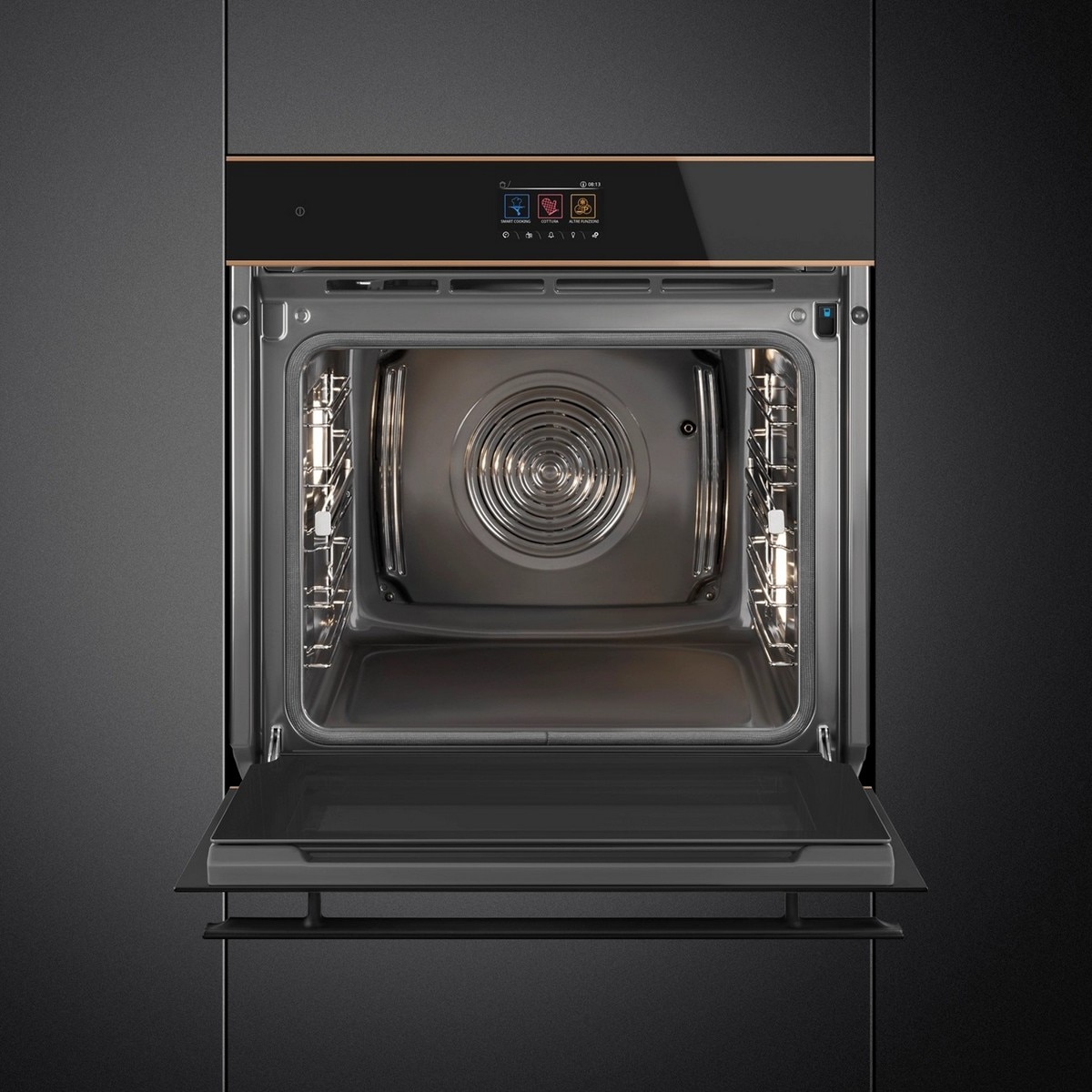 Forno Galileo Pyro Steam Smeg Dolce Stil Novo SOP6604S2PNR Combinado com Vaporeira, Limpeza Pirolítica e de 68 Litros - Preto e Perfis Cobre Preto / Cobre-4