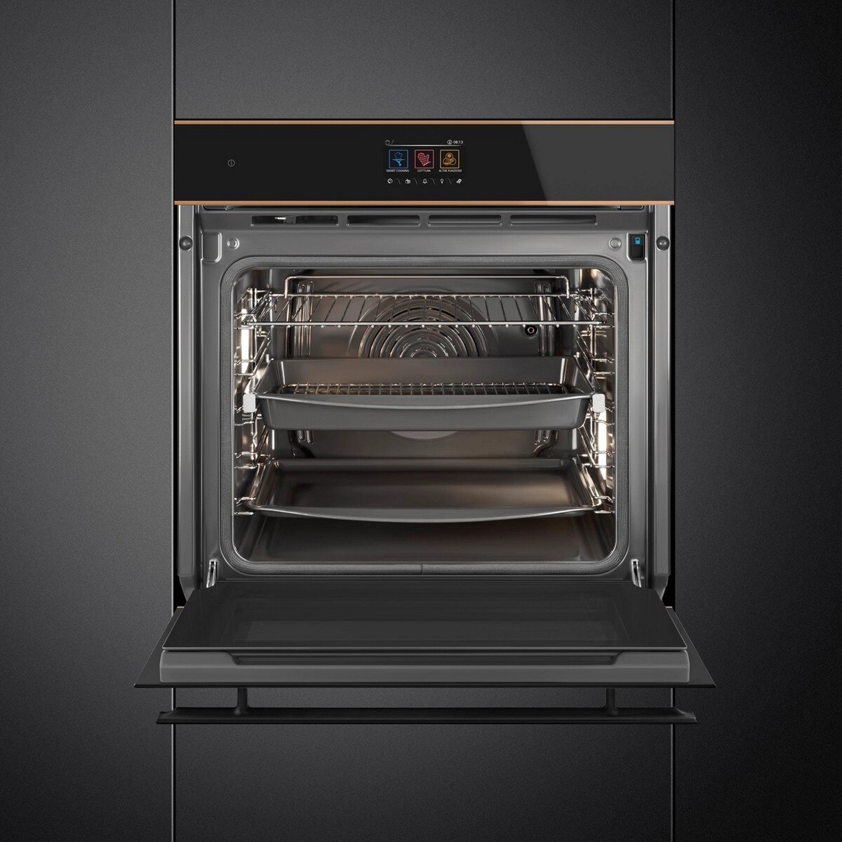 Forno Galileo Pyro Steam Smeg Dolce Stil Novo SOP6604S2PNR Combinado com Vaporeira, Limpeza Pirolítica e de 68 Litros - Preto e Perfis Cobre Preto / Cobre-5