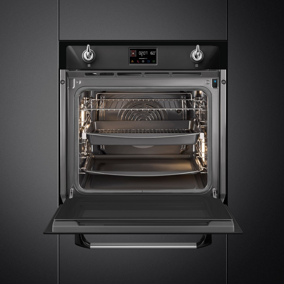 Forno Galileo Pyro Steam Smeg Victoria SOP6902S2PN com Sonda, Combinado com Vaporeira, de 3000 W e de 68 Litros - Preto Preto-3