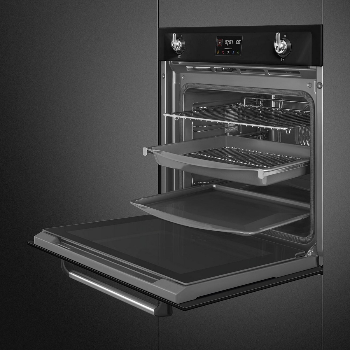Forno Galileo Pyro Steam Smeg Victoria SOP6902S2PN com Sonda, Combinado com Vaporeira, de 3000 W e de 68 Litros - Preto Preto-4
