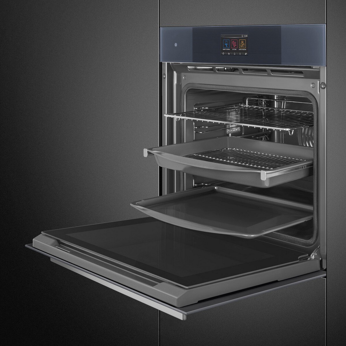 Forno Galileo Pyro Steam Smeg Linea SOP6104S2PG Combinado com Vaporeira, Pirolítico e de 68 Litros - Cinzento Cinzento-4