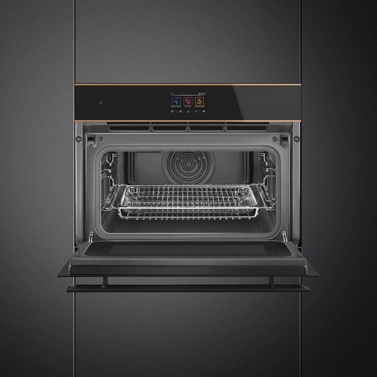 Forno Galileo Speedwave Smeg Dolce Stil Novo SO4604M2PNR Combinado com Micro-ondas de 40 Litros - Preto e Perfis Cobre Preto / Cobre-3