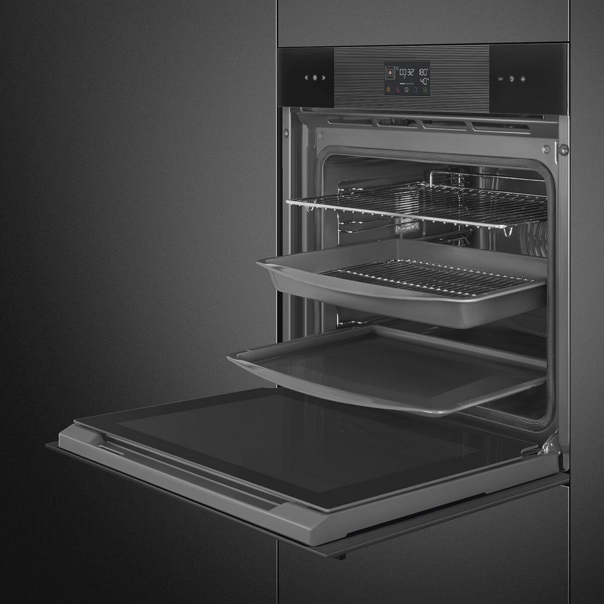 Forno Galileo Pyro Steam Smeg Linea SOP6102S2PB3 Combinado com Vaporeira de 68 Litros - Preto Preto-4