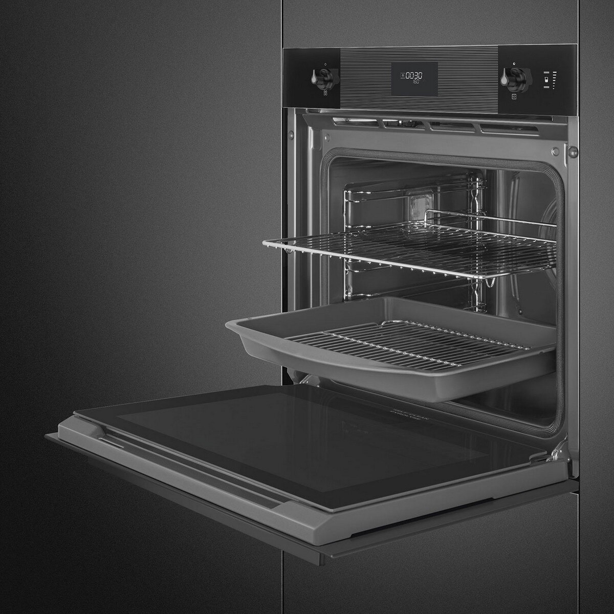 Forno Galileo Pyro Steam Smeg Linea SOP6101S2B3 Pirolítico Combinado com Vaporeira de 68 Litros - Preto Preto-4