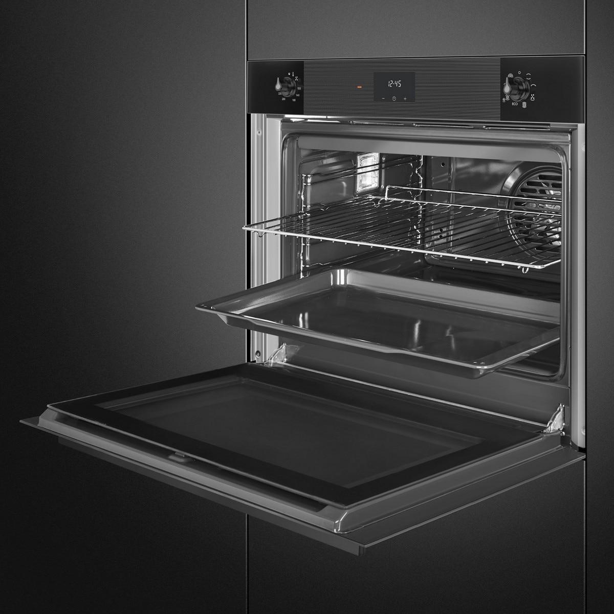 Forno Termoventilado Smeg Linea SO5100TB3 Limpeza VaporClean de 77 Litros - Preto Preto-5