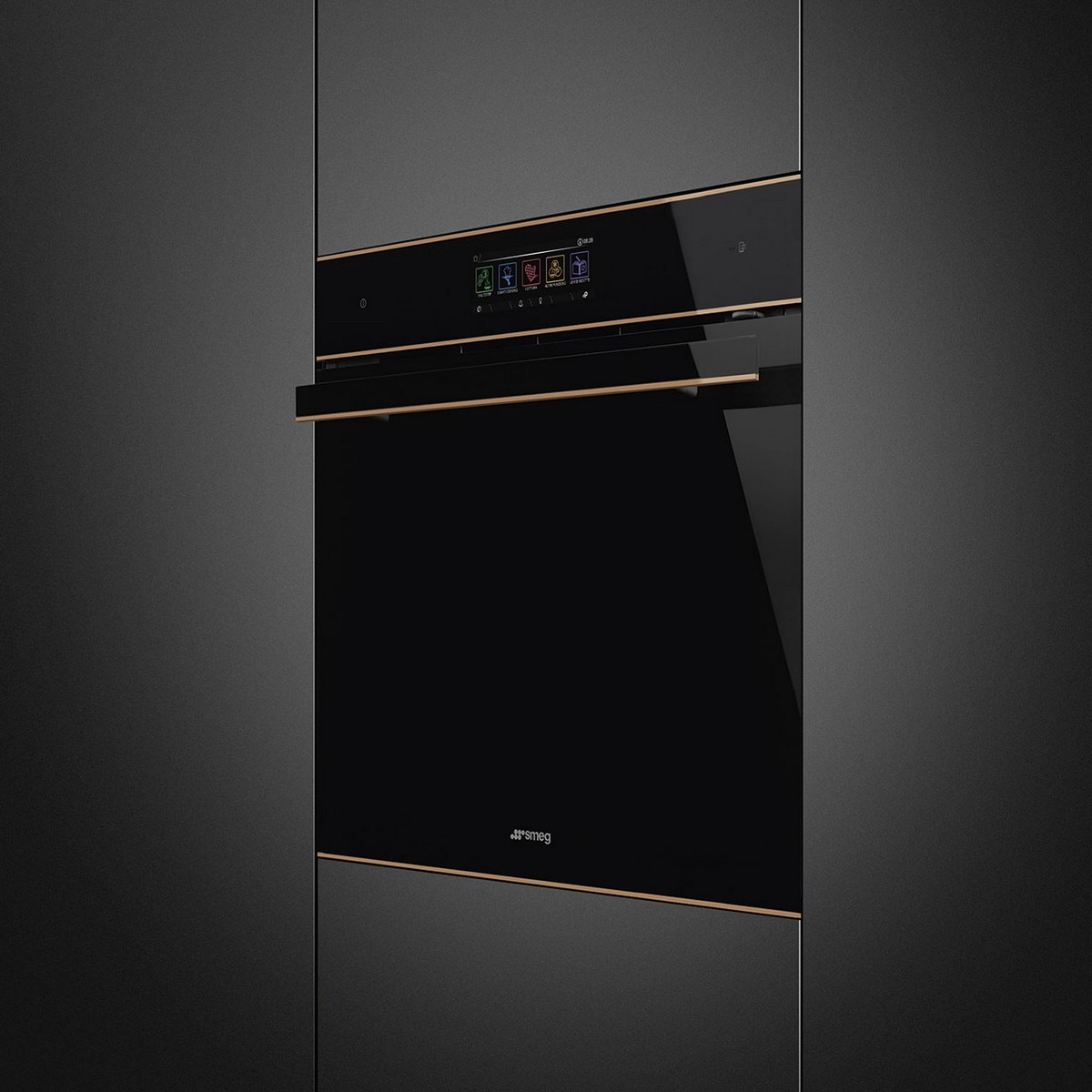 Forno Galileo Steam100 Pro Smeg Dolce Stil Novo SO6606WS4PNR Combinado com Vaporeira, VaporClean de 68 Litros - Preto com Perfis Cobre Preto / Cobre-2