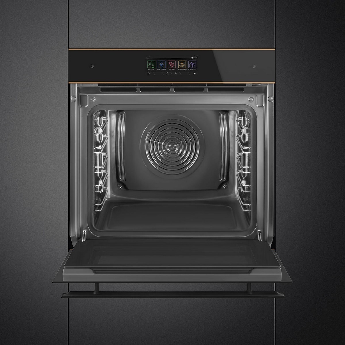 Forno Galileo Steam100 Pro Smeg Dolce Stil Novo SO6606WS4PNR Combinado com Vaporeira, VaporClean de 68 Litros - Preto com Perfis Cobre Preto / Cobre-4