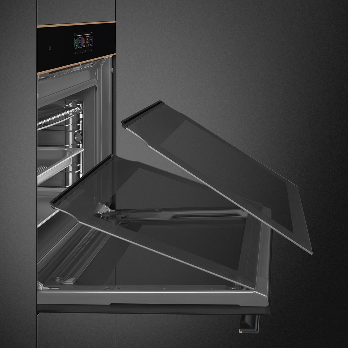 Forno Galileo Steam100 Pro Smeg Dolce Stil Novo SO6606WS4PNR Combinado com Vaporeira, VaporClean de 68 Litros - Preto com Perfis Cobre Preto / Cobre-6