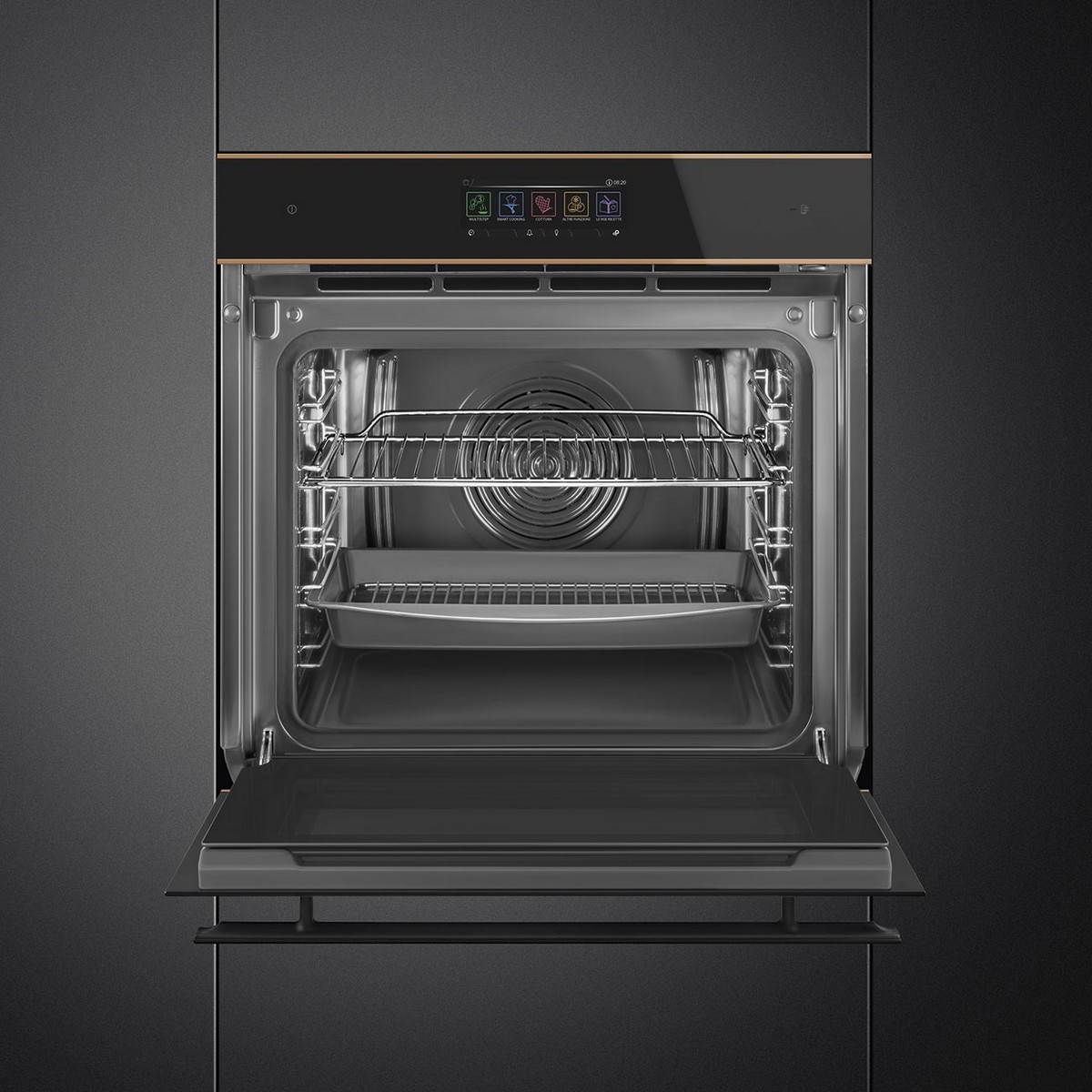 Forno Galileo Steam100 Pro Smeg Dolce Stil Novo SO6606WS4PNR Combinado com Vaporeira, VaporClean de 68 Litros - Preto com Perfis Cobre Preto / Cobre-9