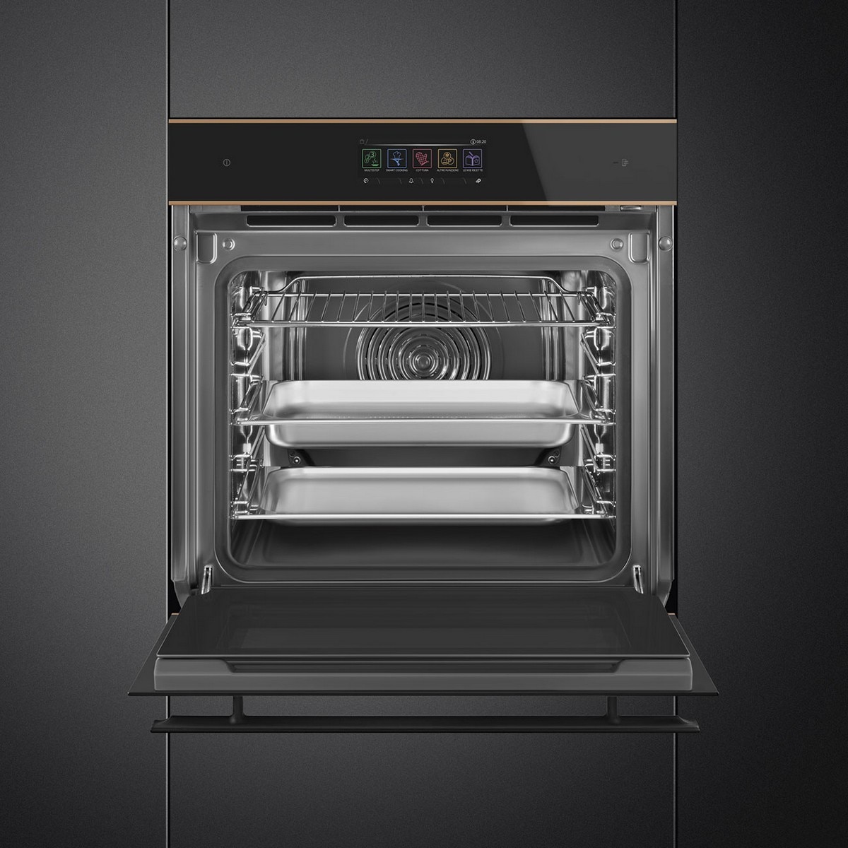 Forno Galileo Steam100 Pro Smeg Dolce Stil Novo SO6606WS4PNR Combinado com Vaporeira, VaporClean de 68 Litros - Preto com Perfis Cobre Preto / Cobre-10