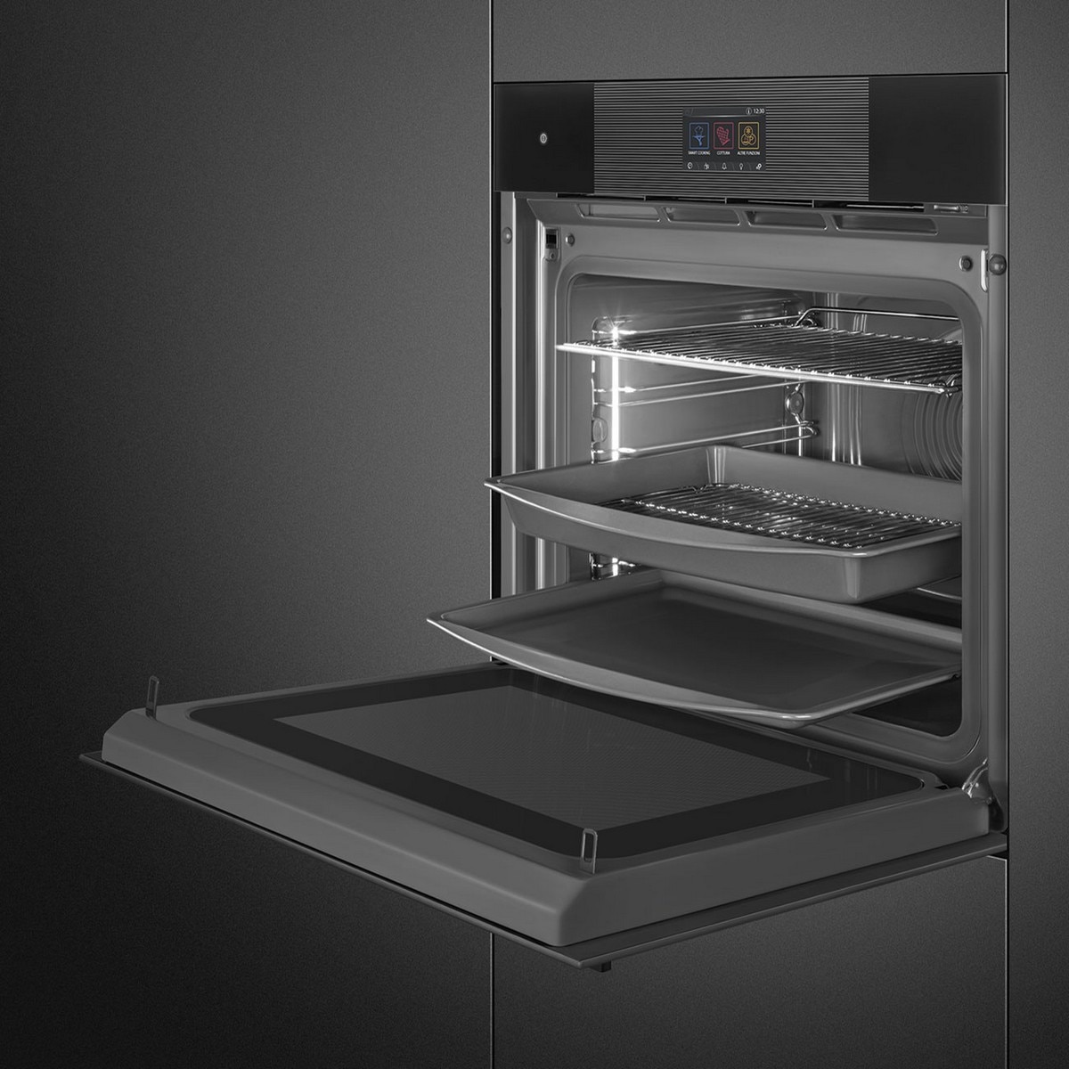 Forno Galileo Omnichef Smeg Linea SO6104APB3 Multitech, VaporClean e Micro-ondas de 68 Litros - Preto Preto-4