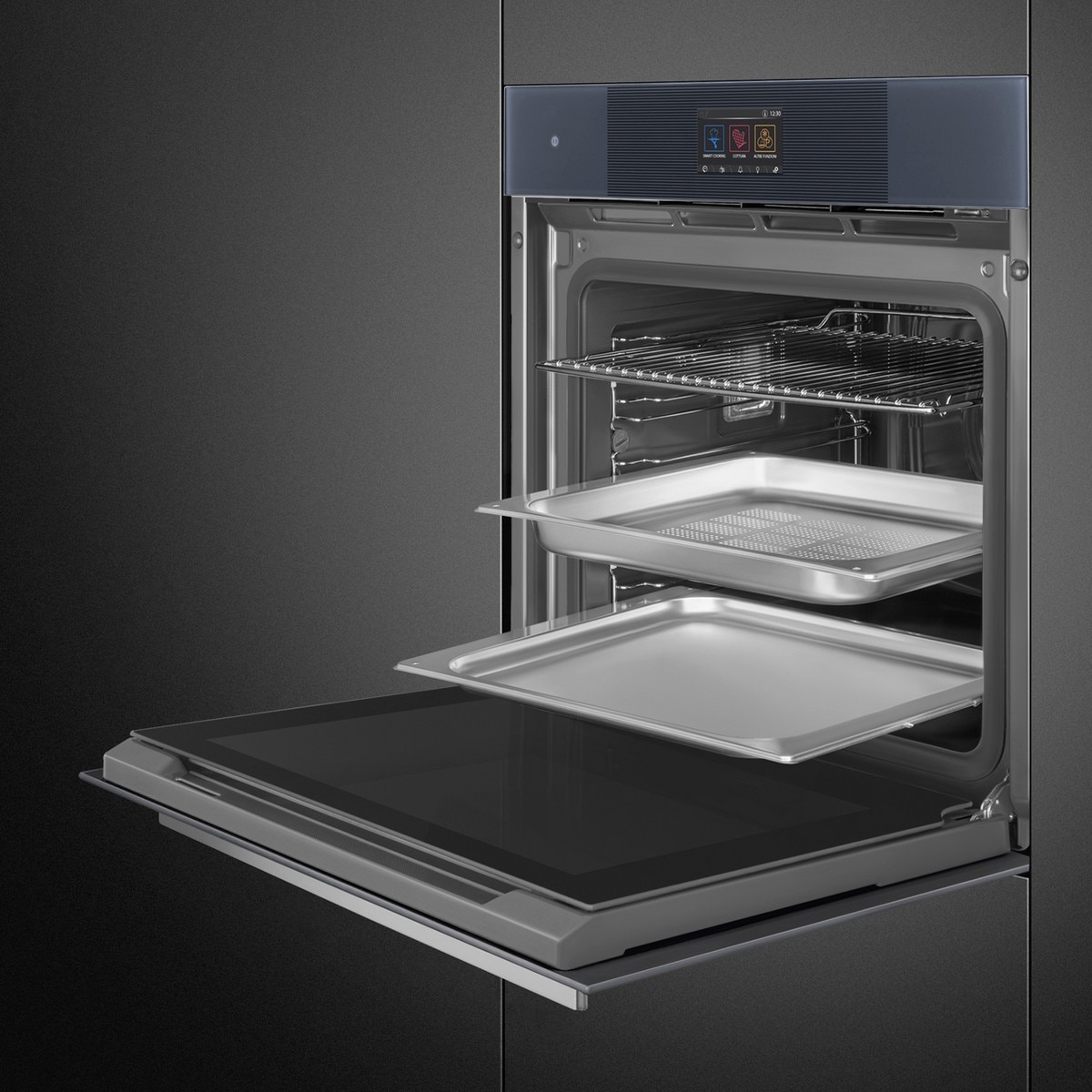 Forno Steam100 Pro Galileo Smeg Linea SO6104S4PG com Vaporeira de 68 Litros - Neptune Grey Cinzento-4