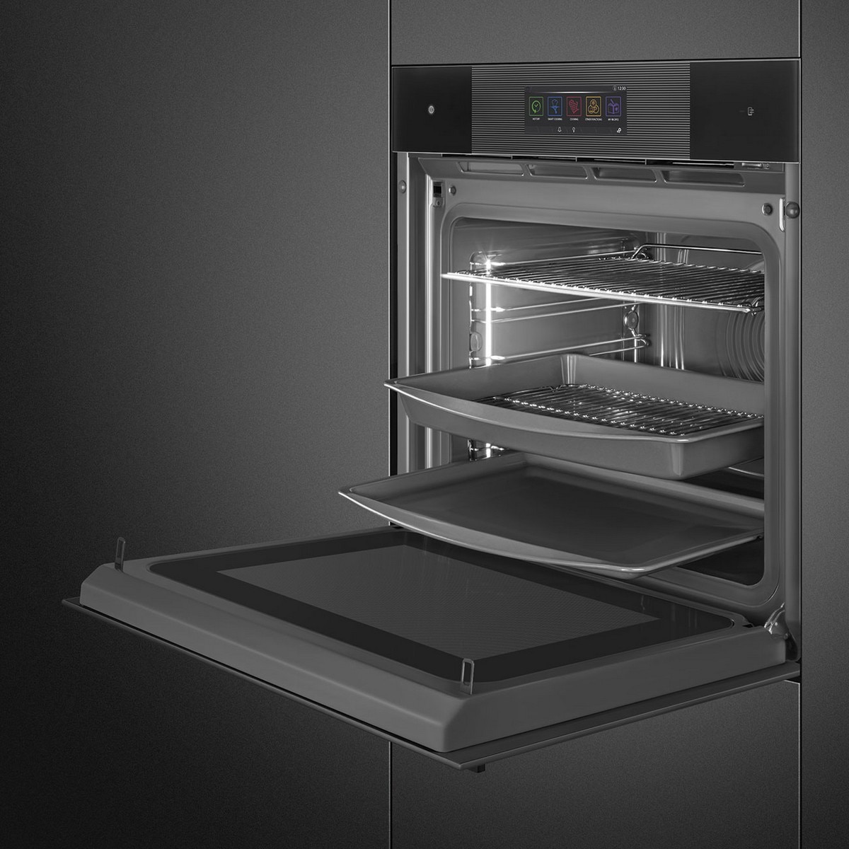 Forno Multifunções Smeg Linea SO6106WAPB3 Omnichef Galileo Multitech e de 68 Litros - Preto Polido Preto-4