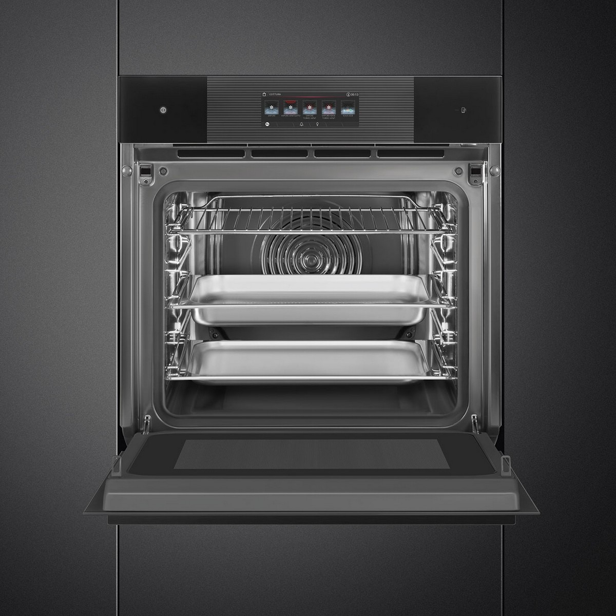 Forno Multifunções Smeg Linea SO6106WAPB3 Omnichef Galileo Multitech e de 68 Litros - Preto Polido Preto-10