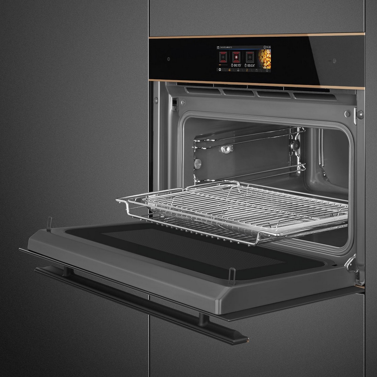 Forno Multifunções Smeg Dolce Stil Novo SO4606WM2PNR com Micro-ondas, Compacto e de 40 Litros - Preto com Perfis Cobre Preto-4