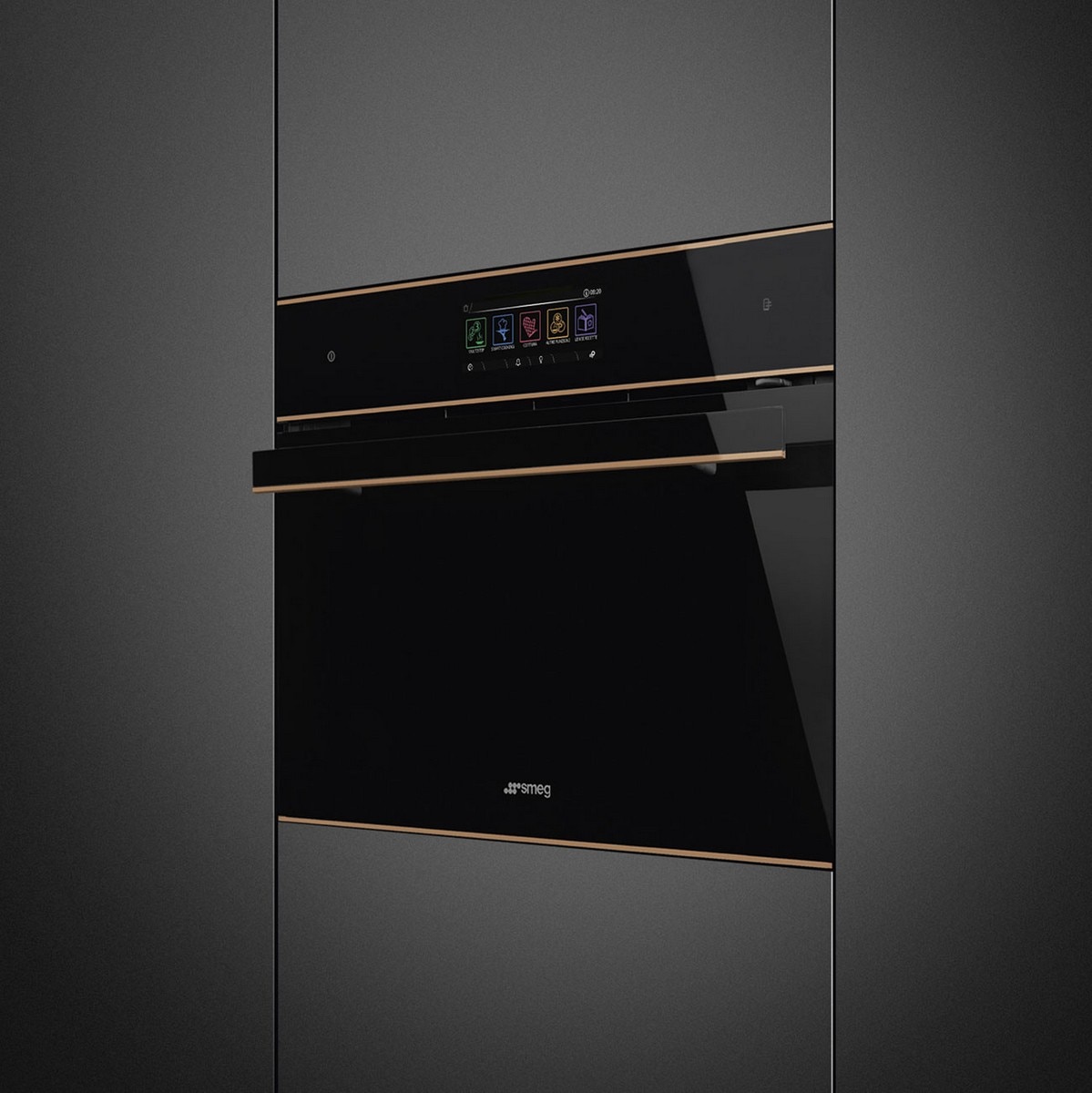 Forno Multifunções Smeg Dolce Stil Novo SO4606WS4PNR Combinado com Vaporeira, Compacto e de 41 Litros - Preto com Perfis Cobre Preto / Cobre-2