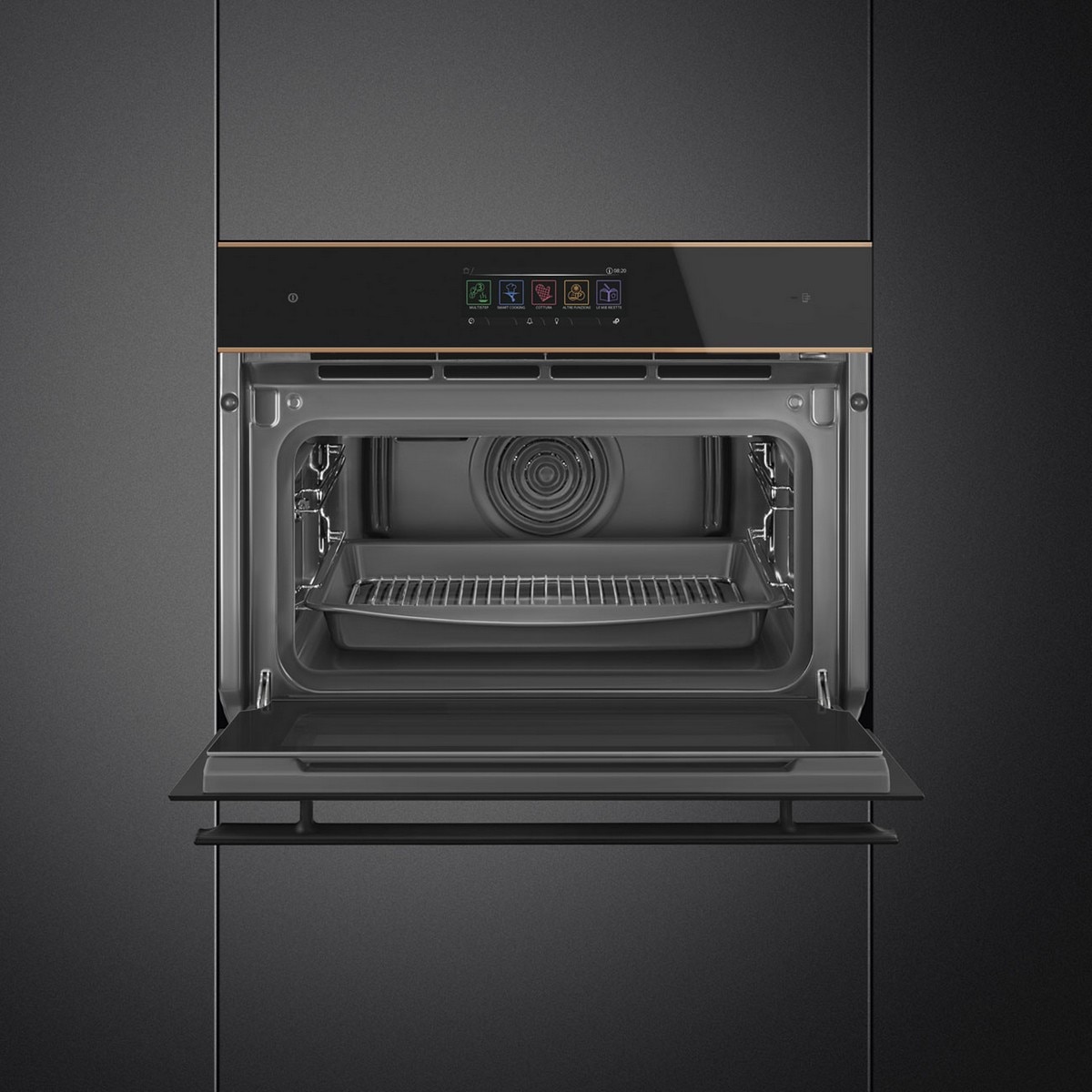 Forno Multifunções Smeg Dolce Stil Novo SO4606WS4PNR Combinado com Vaporeira, Compacto e de 41 Litros - Preto com Perfis Cobre Preto / Cobre-3