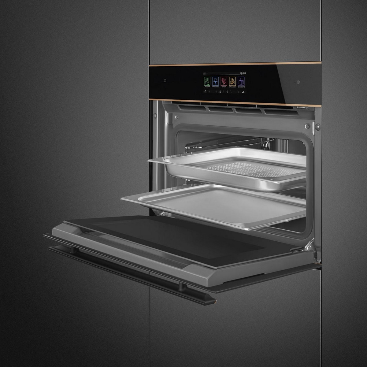 Forno Multifunções Smeg Dolce Stil Novo SO4606WS4PNR Combinado com Vaporeira, Compacto e de 41 Litros - Preto com Perfis Cobre Preto / Cobre-4