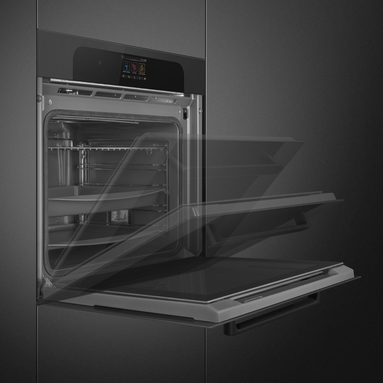 Forno Piro Steam Galileo Smeg SOP6204S2PB Musa Combinado com Vaporeira - Preto Preto-9