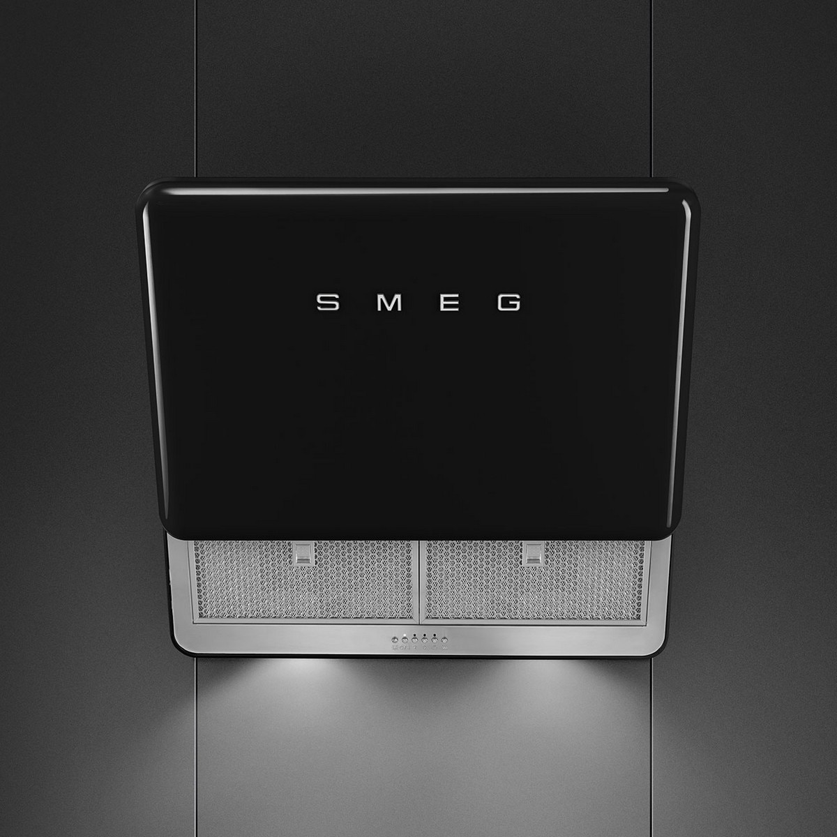 Exaustor de Parede Smeg Anni 50 Série Ângular KFAB75BL com 4 Velocidades e de 75 cm - Preto Polido Preto-2