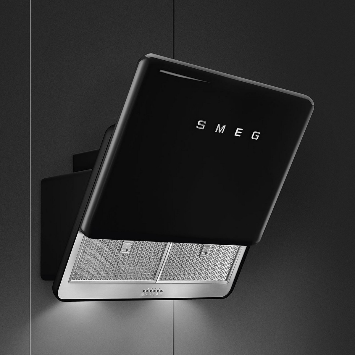 Exaustor de Parede Smeg Anni 50 Série Ângular KFAB75BL com 4 Velocidades e de 75 cm - Preto Polido Preto-4