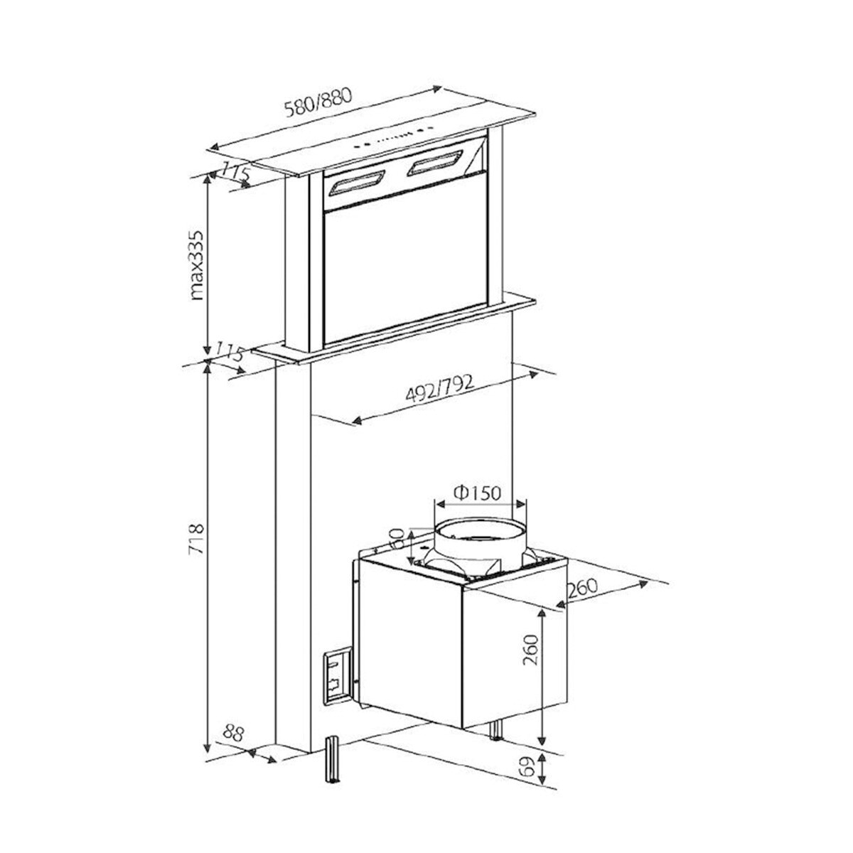 Exaustor de Bancada Haier I-Design Built-in HADD9SS6B com 4 Velocidades e com 88 com de Largura - Inox e Preto Inox/Preto-2